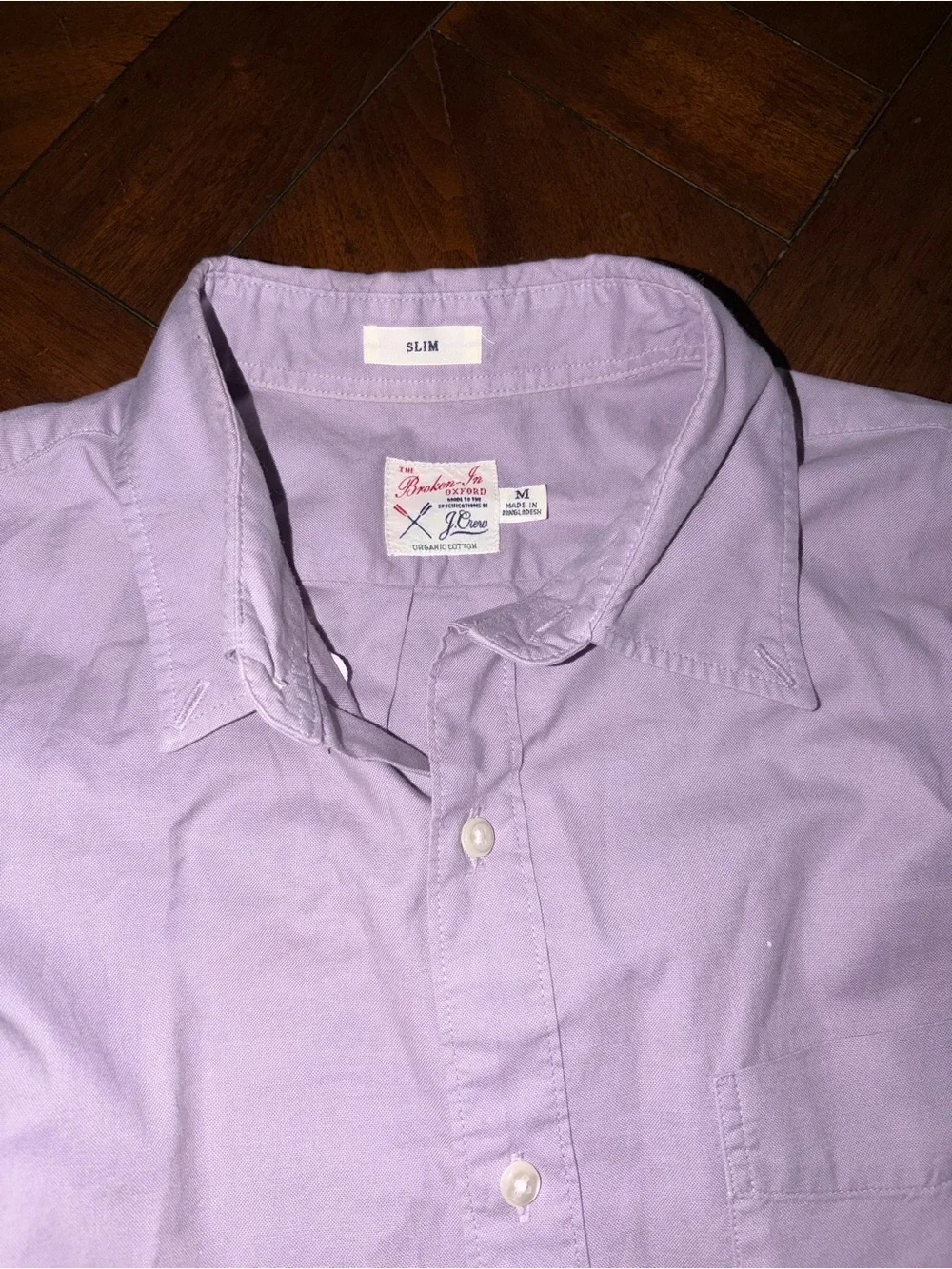 J Crew lavendar broken in oxford organic cotton button down collar shirt slim m
